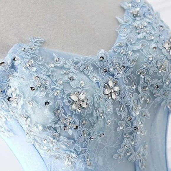 NEW Beautiful Bling Rhinestone Light Blue Cinderella Gown Prom Dress Quinceañera - Picture 2 of 7